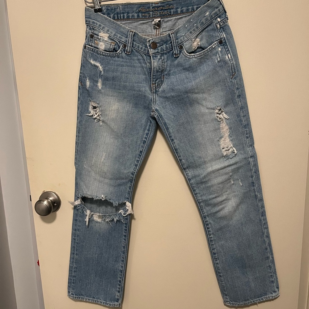 Distressed Blue Jeans